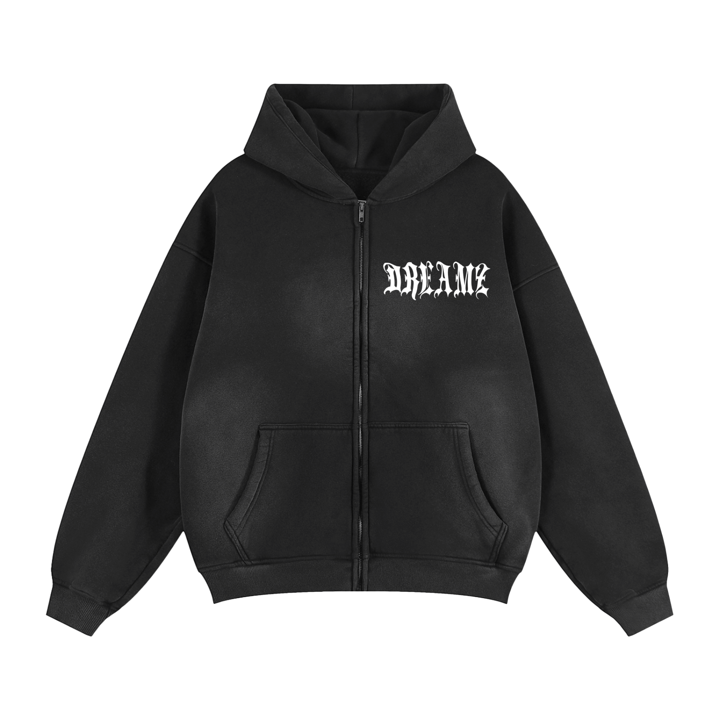 Sunfade Two-way Zipper Boxy Fleece Hoodie